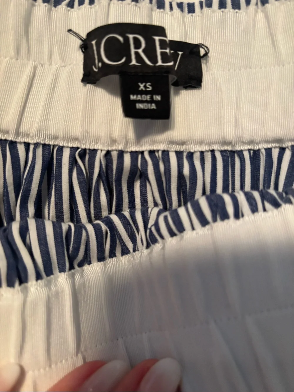 J. Crew Navy and White Striped Pleated Midi Skirt